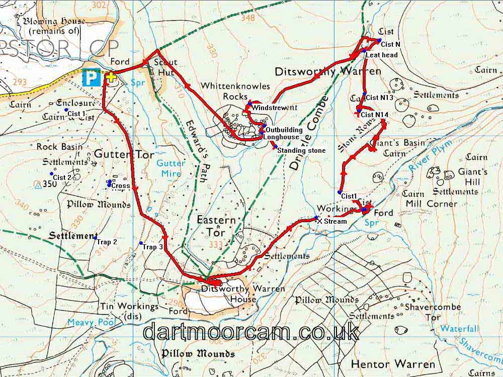 Map of Route -  Crown Copyright -  Ordnance Survey Licence number 100047373