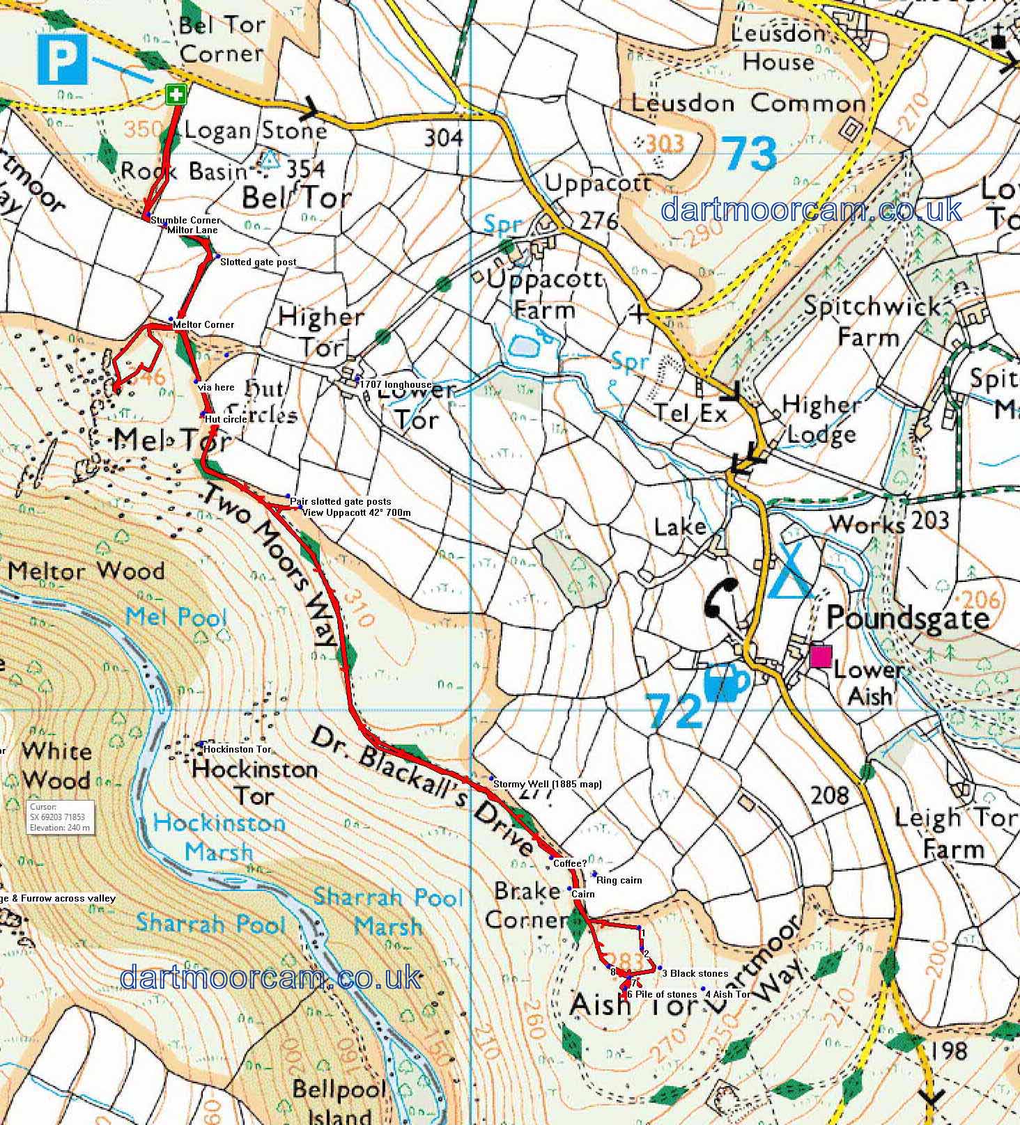 Map of Route - Crown Copyright - Ordnance Survey Licence number 100047373