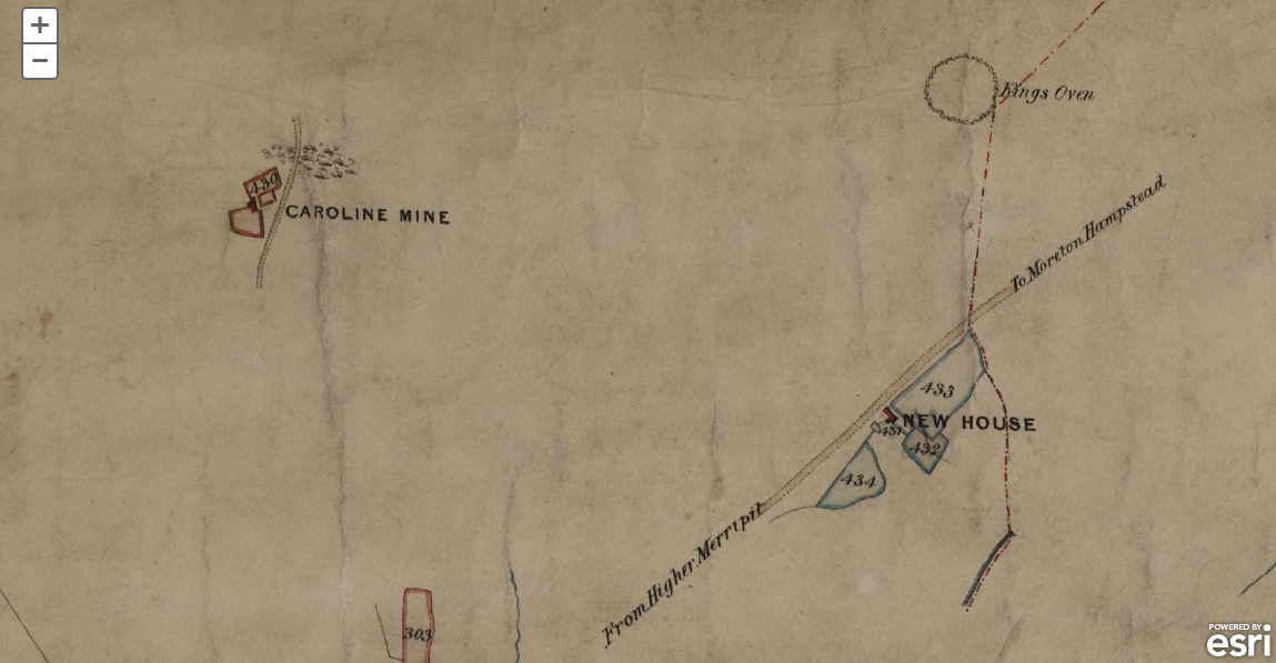 1840 Lydford Tithe Map showing New House on the other side of the road, half a decade before it was demolished