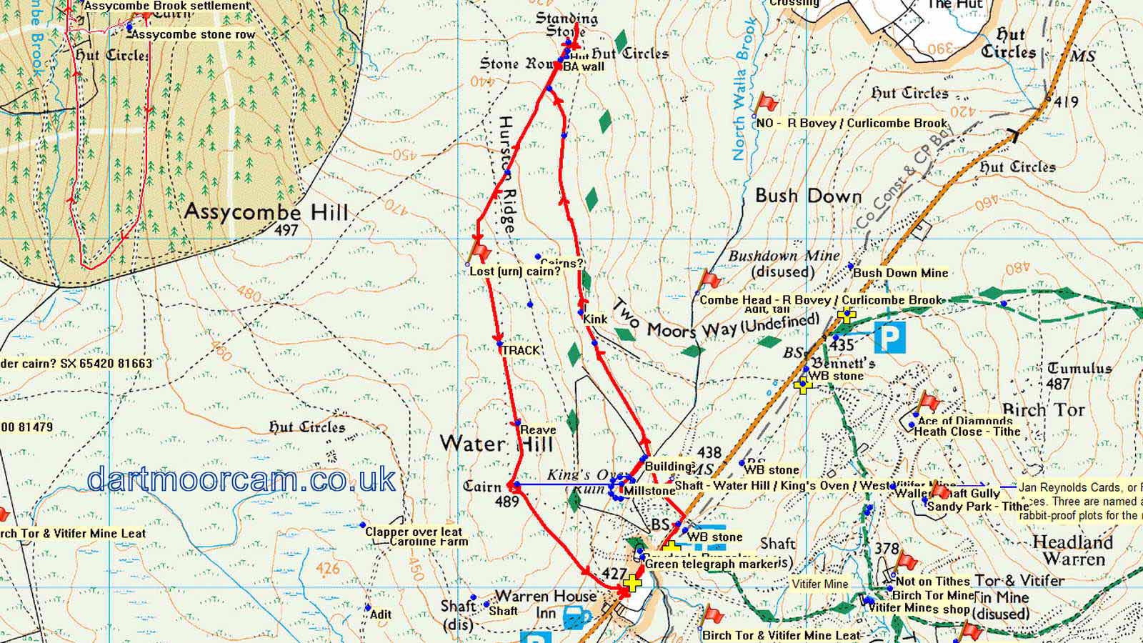 Map of Route -  Crown Copyright -  Ordnance Survey Licence number 100047373