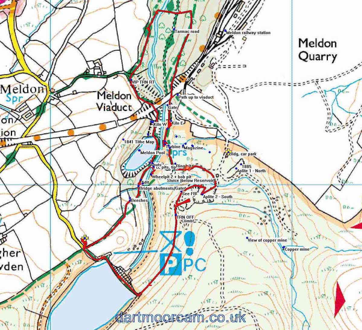 Map of Route - Crown Copyright - Ordnance Survey Licence number 100047373